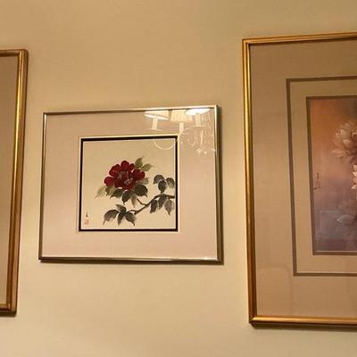 Asian Floral Art Paininting And Silk 