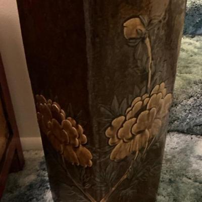 Drip Glaze Large Brown floral Vase 