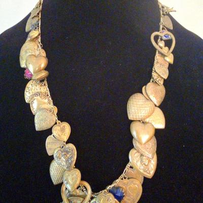 Vintage Art Nouveau goddess heart charm necklace - Pididdly links - Victorian antique style locket 
