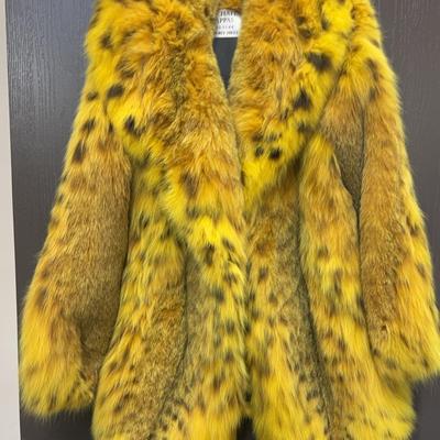 Yellow Spotted Fur Coat by Michael Pappas Couture Beverly Hills 