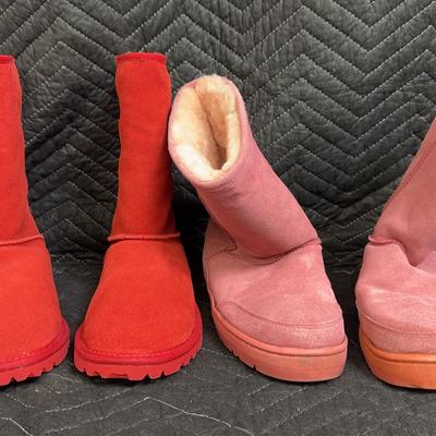 Stylish Suede Boots - Red SIMPLE & Pink Arleen C (2 Pairs) Size 8/9