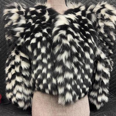 Black And White Fur Cropped Jacket 