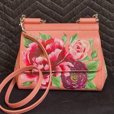 Dolce and Gabbana Pink SMALL Peonies Miss Sicily Bag