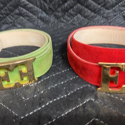Escada Belt, Red Suede, Green Suede 