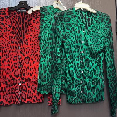 Dolce & Gabbana Animal Print Knit Button Front Cardigan