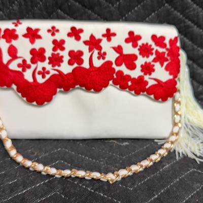 Fe Zandi Clutch Purse With Red Embroidery 