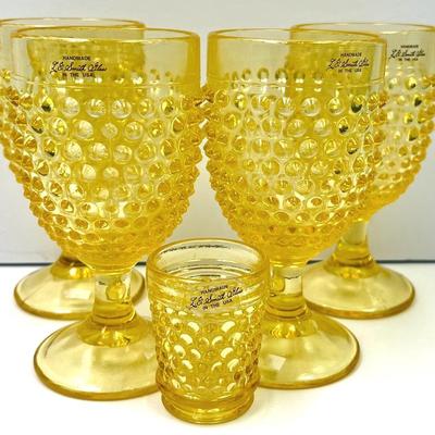 “L.E. Smith” Hobnail Amber Goblets