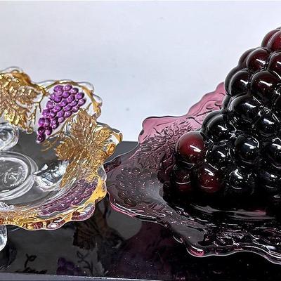 “Mosser Glass” Amethyst Purple Footed Grape Dishes 