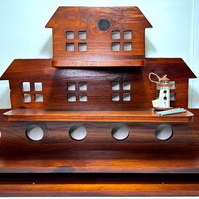 Wooden Ship Shelf and Lighthouse Wind Chime 