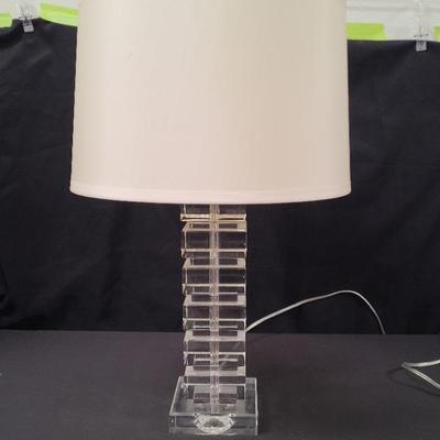 Vintage Heavy Glass Lamp Plugged In And Working