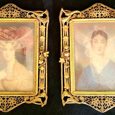 2 Framed Art Prints Of Women's Portraits 