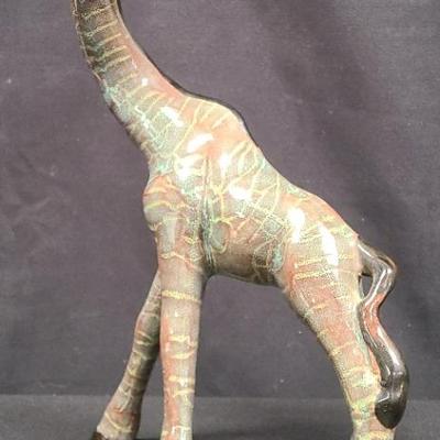 Gentle Giraffe Tabletop Statuary With Unique Color Palette, Brayton Pottery 