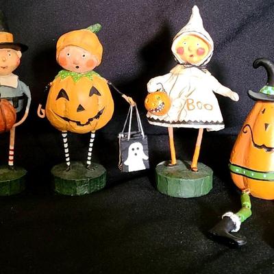Lot Of 4 Lori Mitchell Halloween Theme Figurines 