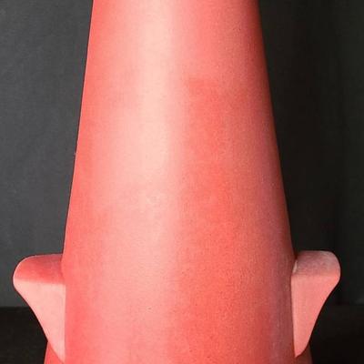 Mid-Century Modern Red Matte Glazed Art Pottery Vase by Kay Finch