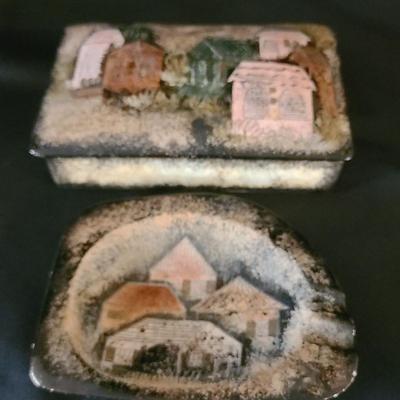 Sasha Brastoff Lided Box And Ashtray Ceramic