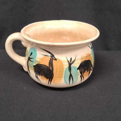 Signed Hand Painted Ceramic Pot / Large Mug