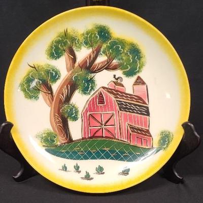 Sascha Brastoff Barn Rendering On Platter