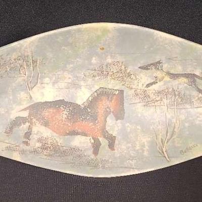 MCM Marc Bellaire California Pottery Tray – Hand Painted Cave Painting Signed