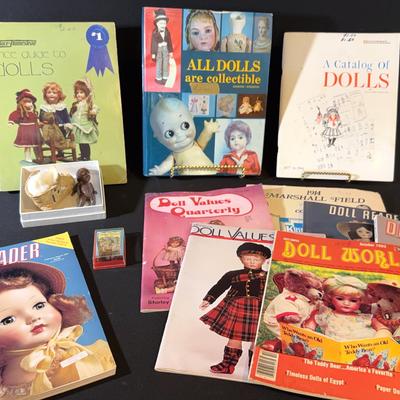 1920s Era Wooden Doll, Hand sewn bootie + Doll Collectors Books 