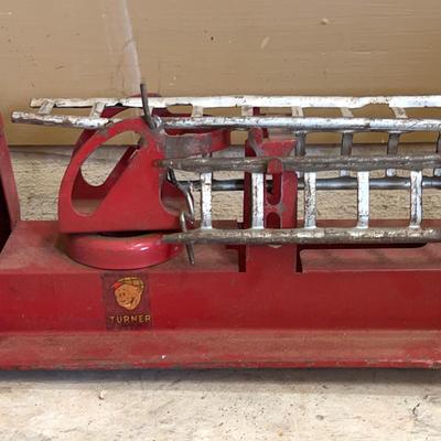 Antique Turner Fire Department Ladder Truck Pressed Steel Toy With 3 Ladders