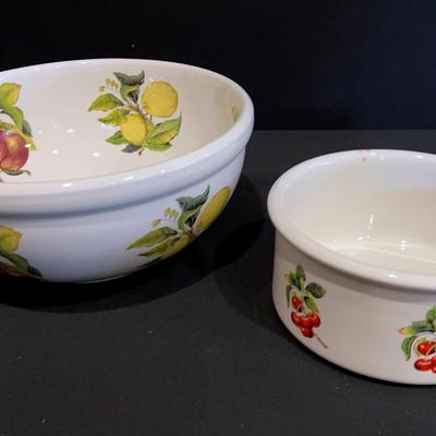 Portmeirion Pottery Mixed Fruit Large Bowl And Cherry Casserole