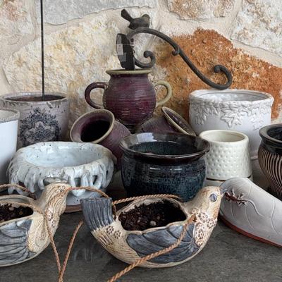 Collection of UNIQUE pots & hanging planters 