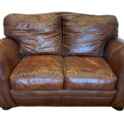 Leather 2 cushion love seat 