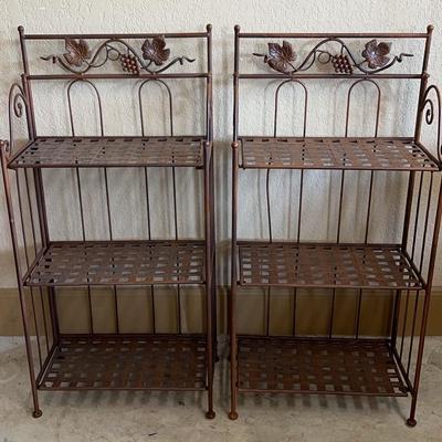 2 Small Folding Metal Shelves (34” Tall)