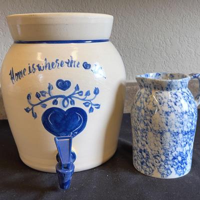 Casey Pottery Pitcher And Prestige Place Spongeware Pottery Stoneware Water Pitcher