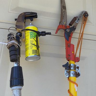 Pole saw & insect sprayer on extension pole 