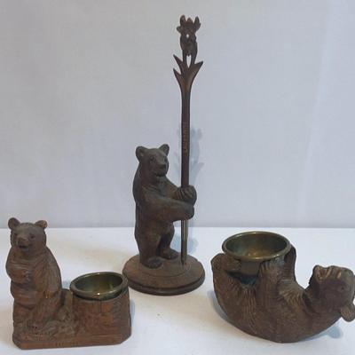 Antique Black Forest Bear Pen Holder And More