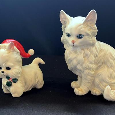 Lefton Dog And Cat Figurines 