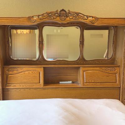 Surewood Oak Bedroom Cabinet/Headboard - For a King Bed (mattress & box spring NOT included)