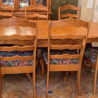 KS Summit 7ft Surewood Oak Dining Room Table + 8 chairs **See all notes