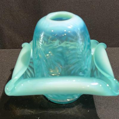 Fenton Glass Blue Opalescent Fern Pattern Fairy Lamp