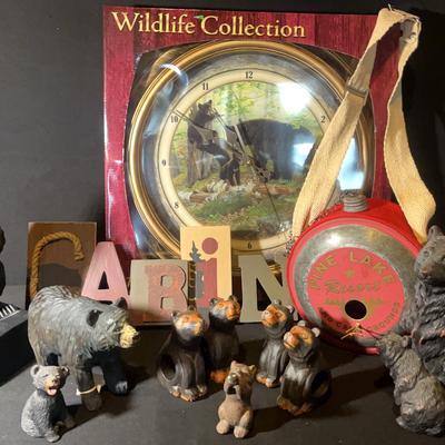 Cabin Life with The Bears : Bears, Unique Canteen Bird House, Clock (new In Box) And More 