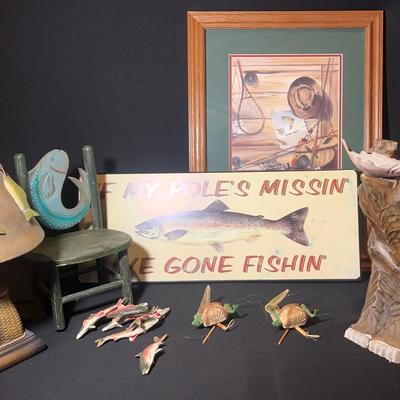 Cabin Decor : Wood Framed Fishing Print By RF Harnett 