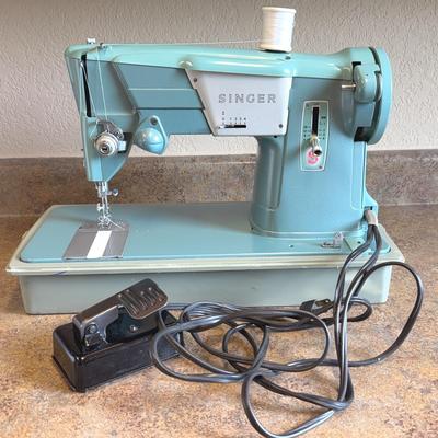 Vintage Singer Sewing Machine 327 Blue with Case 