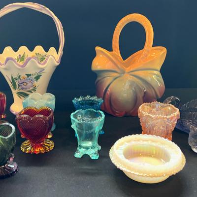 Collection Of Handle Vases, Candle Holders And Toothpick Holders