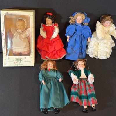 Collection of Porcelain Dolls - 6 total - 9inches 