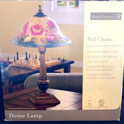 Dome Lamp With Hand-Painted Shade - New In Box