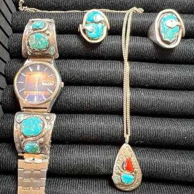 EFFIE CALAVAZA ZUNI STERLING TURQUIOSE