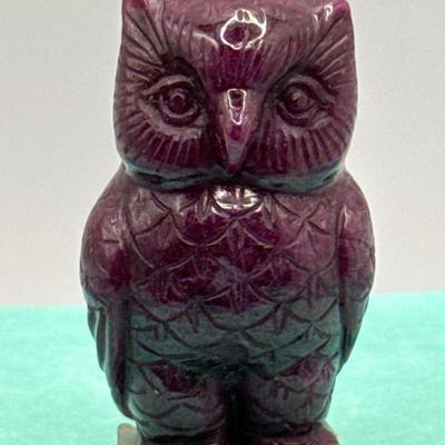 Ruby and Zoisite Carved Owl