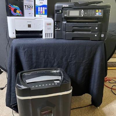 Printers, monitor, paper shredder