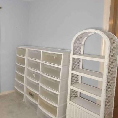 Storage and wicker shelving