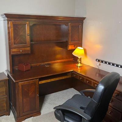 Desk and filing cabinet