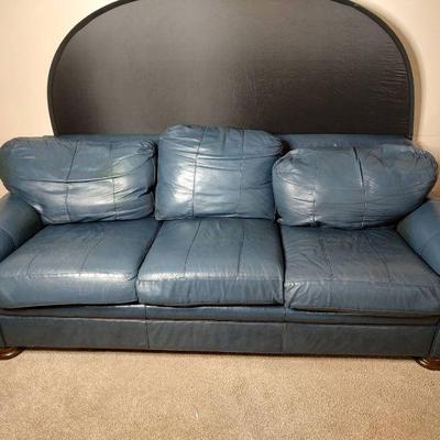 Soft blue leather couch