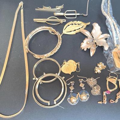 Ruby Earrings and Gold Colored Jewelry
