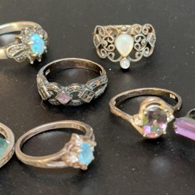 Topaz, Tourmaline and Amythyst Rings