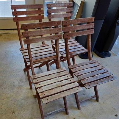 Wood Slat Folding Chairs 